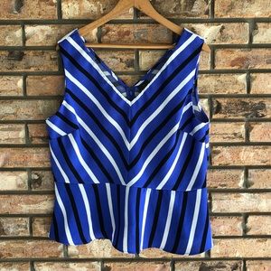 Worthington Blue Striped Peplum Shirt